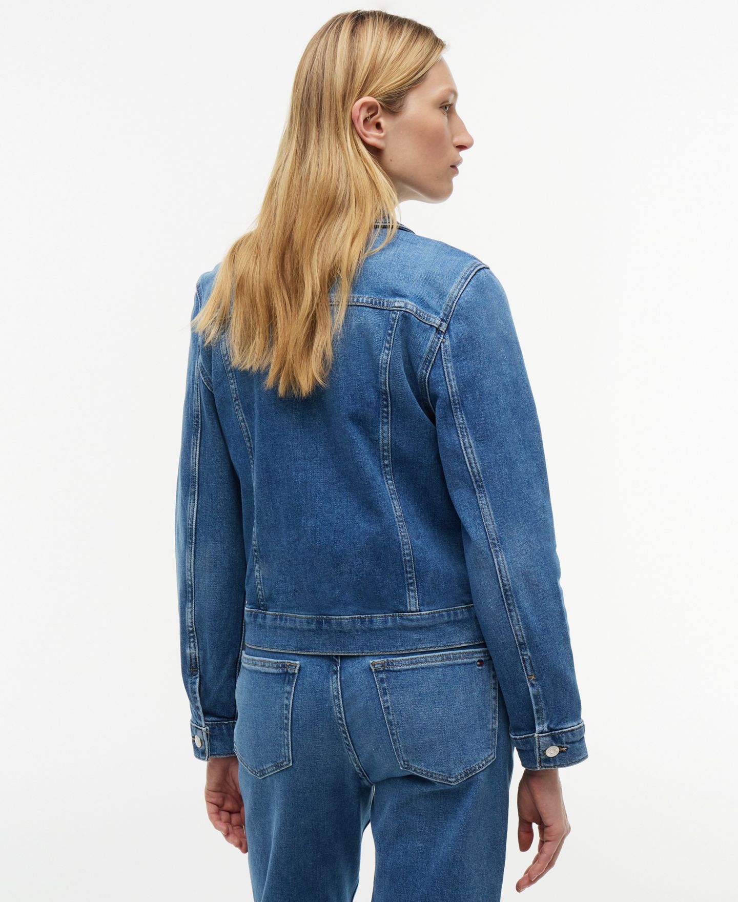 Женская куртка Tommy Hilfiger Slim-Fit Collared Denim Jacket, цвет: Синий — фото 3