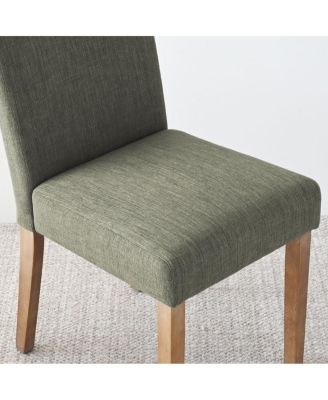 Set of 2 Linen Upholstered Dining Chairs with Solid Wood Legs