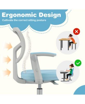 Adjustable-Height Children Study Chair with Armrest and Footrest
