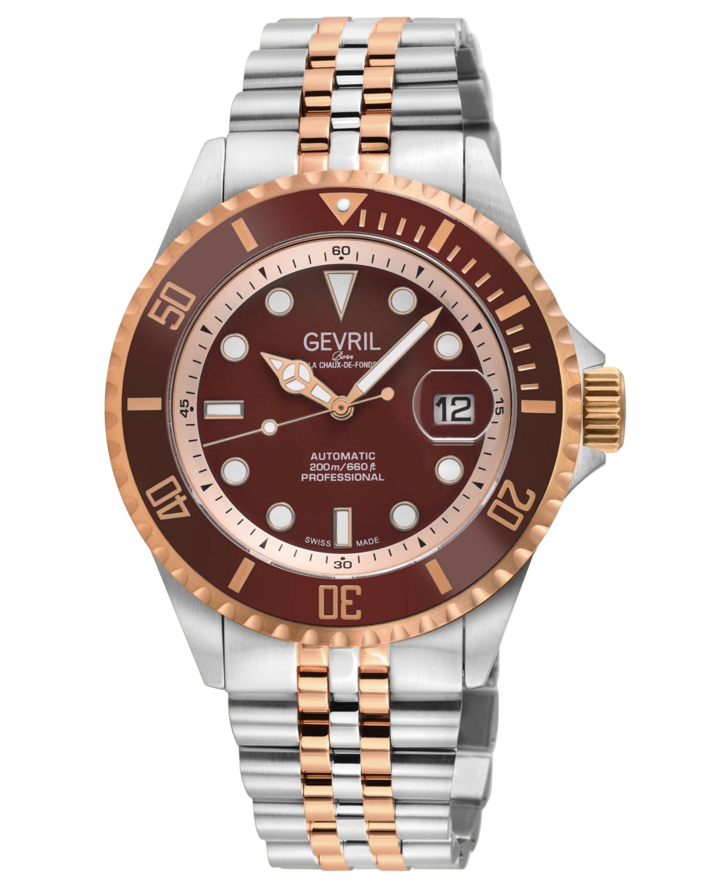 Мужские часы Gevril Wall Street Swiss Automatic Two-Tone SS/IPRG Bracelet Watch — фото 1
