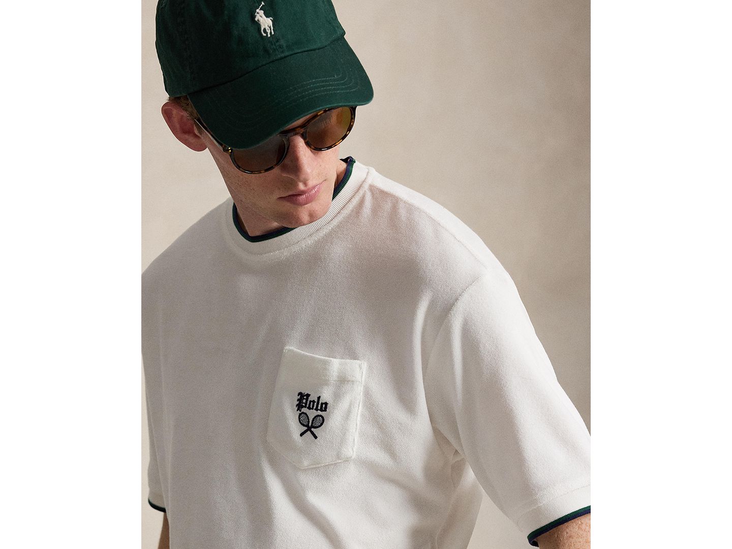 Мужская футболка Polo Ralph Lauren Relaxed Terry Short-Sleeve, цвет: Белый — фото 3