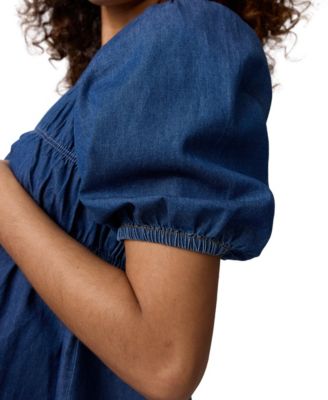 Maternity Ingrid & Isabel Short Sleeve Chambray Smocked Top