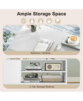 2 Tier Coffee Table with Open Storage Shelves