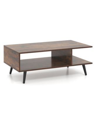 Mid Century Modern Coffee Table 2 Tier Open Storage