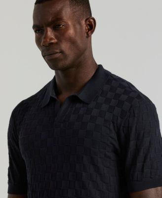 Men's Checker Texture Open Polo Sweater