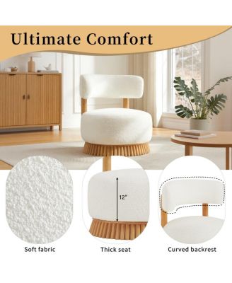 Accent Chair Wide Armless Lounge Chair with Wood Base 1PC