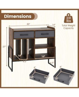 Mid Century Modern Record Player Stand with Charging Station