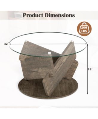 Round Glass Coffee Table with Tempered Glass Top