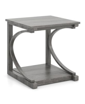 C Shaped Two Tier End Table for Sofa and Bedside