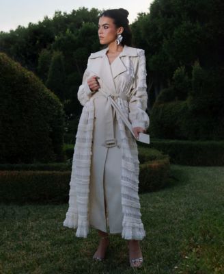 Women's Spread Collar Tulle Trench Coat