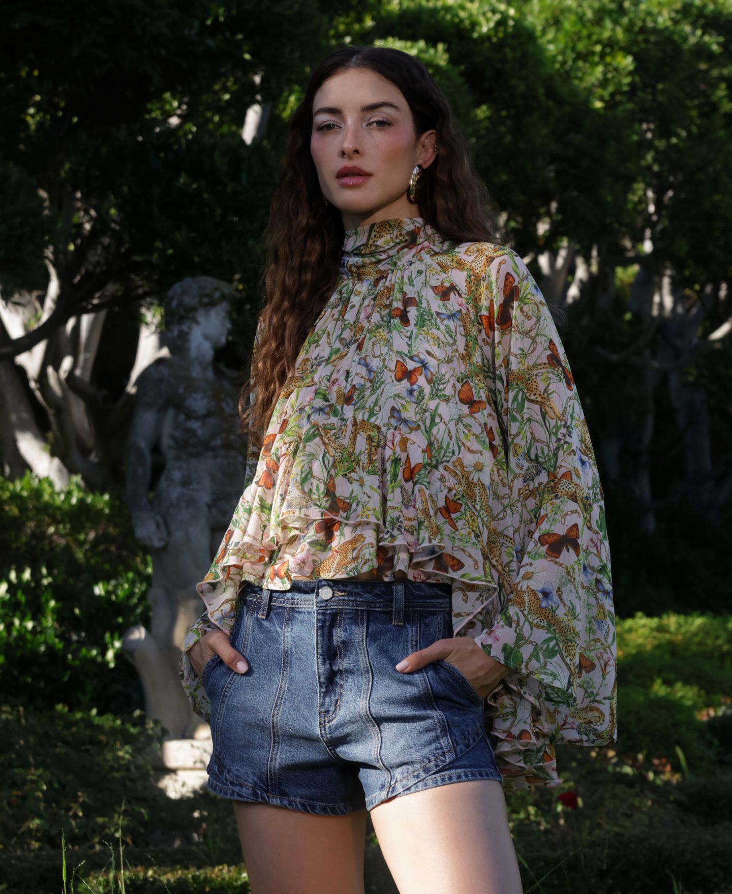 Женские шорты Avec Les Filles High-Low-Rise Denim Shorts, цвет: Тёмный синий варёный — фото 9