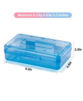 3 Pack Pencil Case Hard Box Clear Pen Organizer Plastic Storage Container Snap Lid Art School Supplies