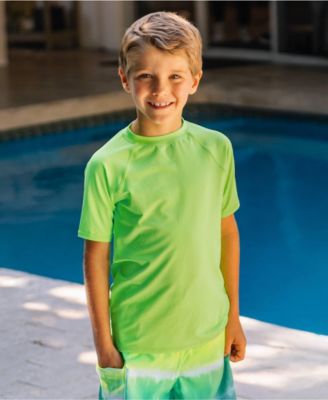 Boys Sunshade UPF 50 Chlorine Resistant Short Sleeve Crew Neck Rash Guard Swimwear