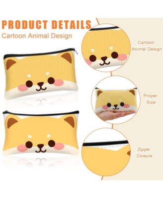 Cute Animal Zipper Pencil Case Canvas Pen Bag Organizer