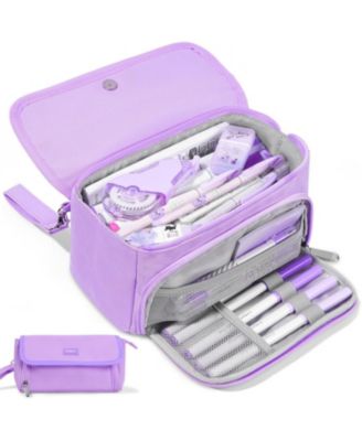 Super Large Pencil Case 3 Compartments Cute Pouch Zipper Portable Stationery Pen School Supplies Teen Girl