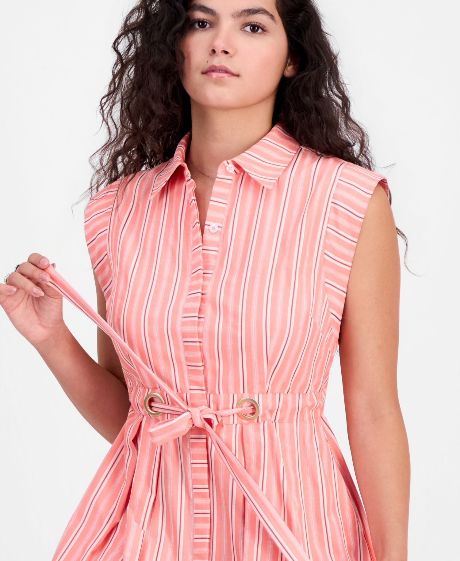 Women's Button-Front Sleeveless Midi Dress