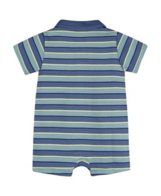 Baby Boys Collared Romper, Blue and Green.