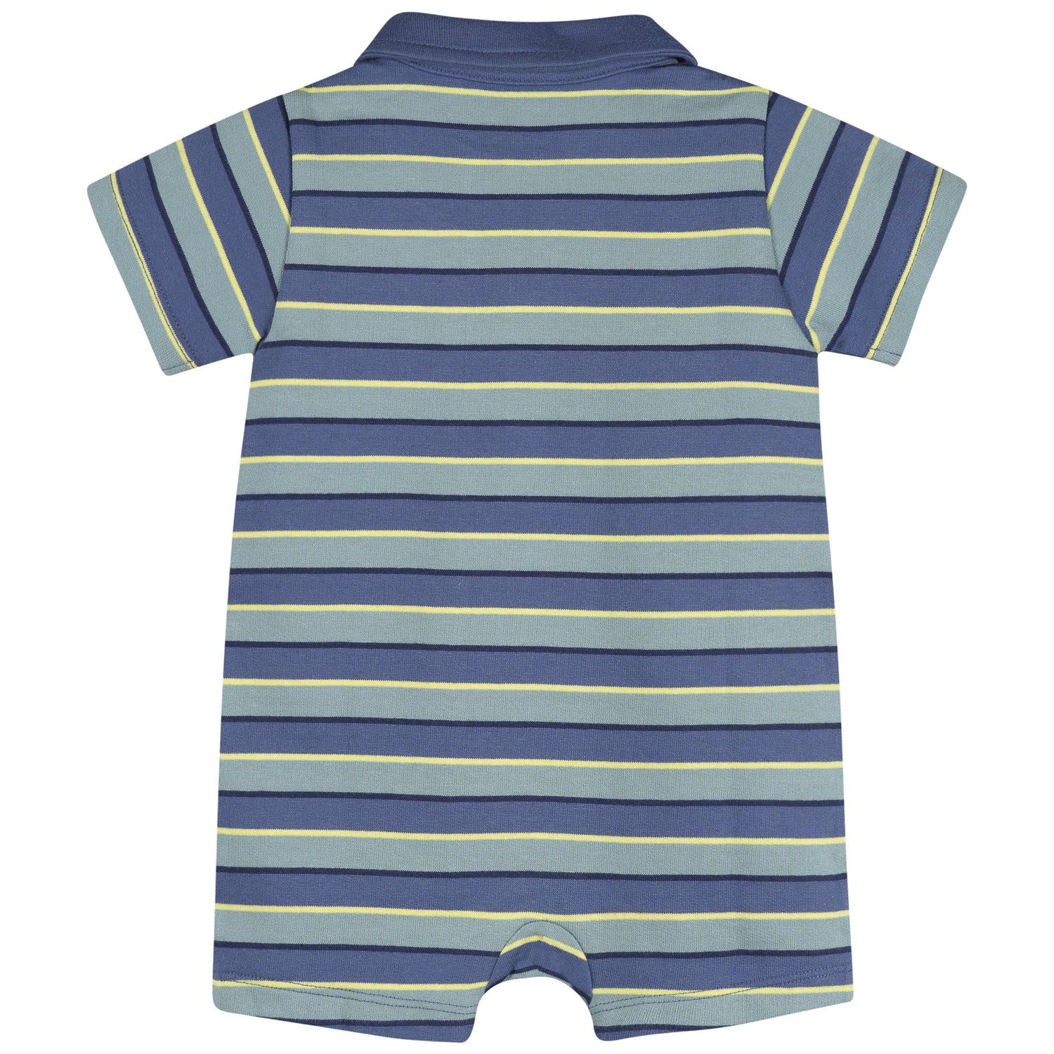 Baby Boys Collared Romper, Blue and Green.