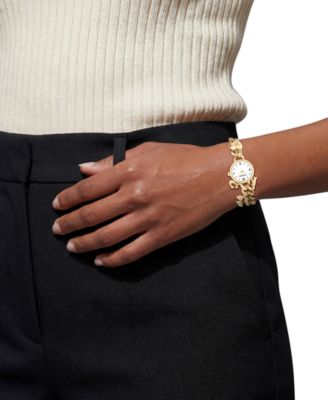 Women's Iris Gold Tone Stainless Steel Charm Bracelet Watch, 22.5mm