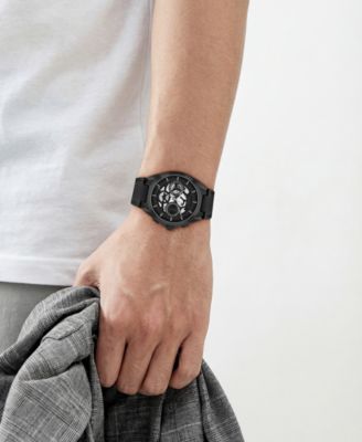  Men's Jackson Black Leather Strap Watch, 41.5mm