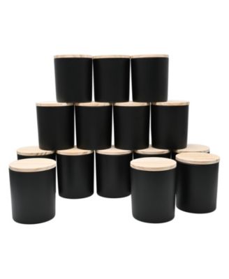 15pcs Candle Jars With Wood Lids Empty Sample Container Thick Glass Matte 10oz