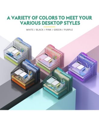 Mesh Desk File Organizer 3 Trays 2 Upright Sections