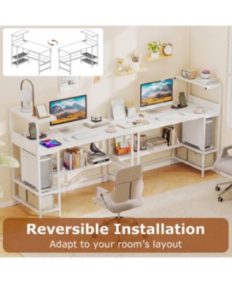 Computer Desk 48 Inch with Power Ports and Storage Organizer