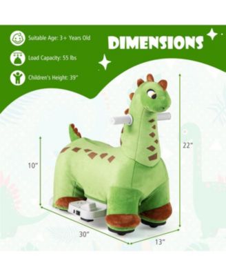 6V Kids Ride on Dinosaur with Foot Pedal, Padded Seat and Music