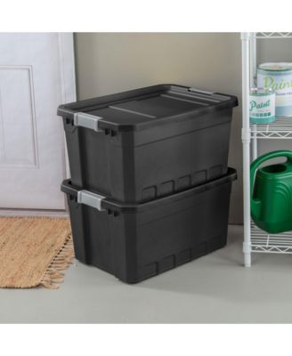 19 Gal Rugged Industrial Stackable Storage Tote w/ Lid, Black, 24 Pack