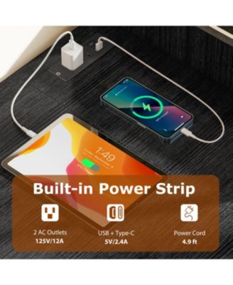 Computer Desk 48 Inch with Power Ports and Storage Organizer