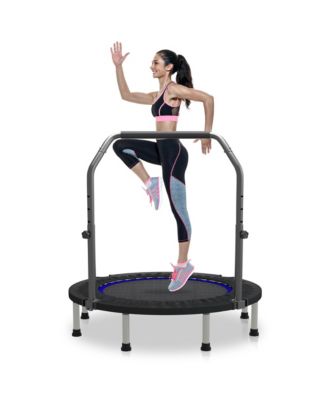 48" Mini Trampoline Foldable Exercise Rebounder with Adjustable Bar Fitness Trampoline,Exercise for Adults Indoor