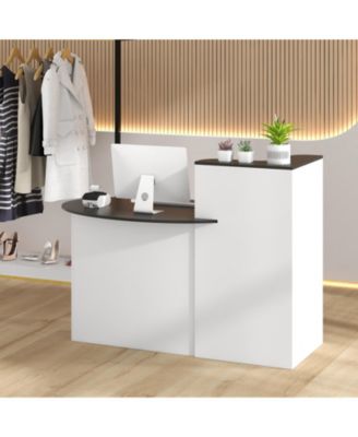 Modern Reception Front Desk with Oval Tabletop Counter