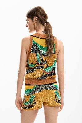 Women's Sleeveless jacquard T-shirt