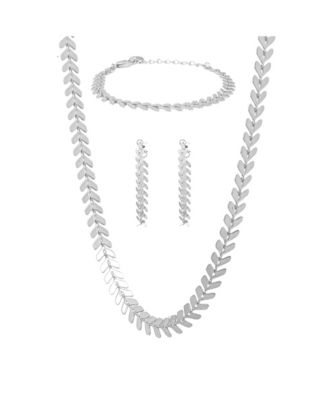 Bearfruit Jewelry Elara Chevron Jewelry Set Trendy Statement Collection - Silver 111$