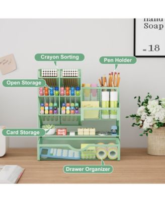 Mesh Pen Holder with Drawer Organizer