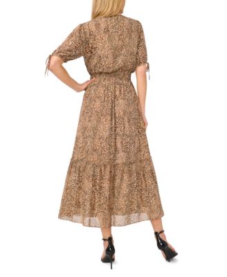 Women's Smocked Waist V-Neck Maxi Dress