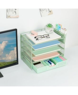 Desk Organizer 5-Tier Letter Tray Drawer Pen Holders File Storage