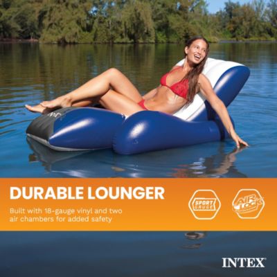 Floating Recliner Inflatable Lake Lounge, Pool Float Chair w/ Cup Holders