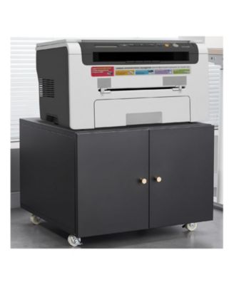 Rolling Metal Printer Cabinet with Storage for Home Office