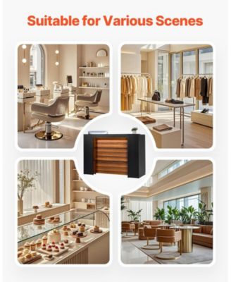 Reception Desk, 62 Inch Front Counter Table with LED Light for Office Use