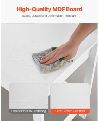 Small Desk with Drawers, Kids Desk for Bedroom, Modern Study Table, White