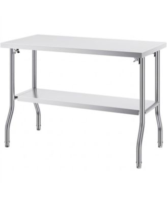Folding Commercial Prep Table, 48 x 24 Inch, Stainless Steel, 300 lbs Capacity