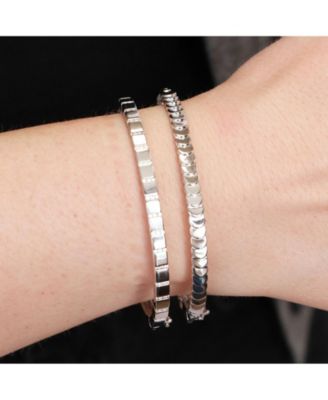 Ribbed CZ Bangle Sterling Silver