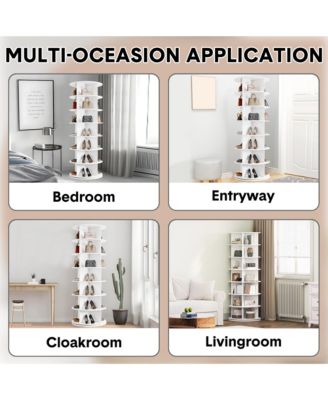 7 Tier Rotating Shoe Rack, White, 360degree(s) Shoe Storage Tower for 28 to 32 Pairs