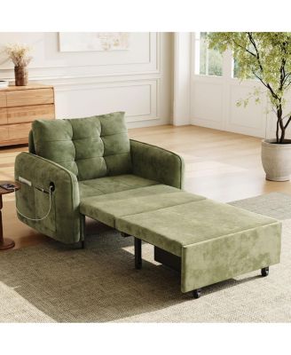 3-in-1 Sleeper Chair Bed, 80" Extra Long Pull Out Sofa with USB Charging & Storage