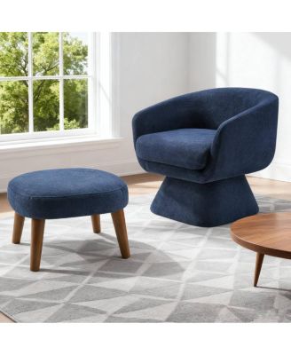 Lazy Chair with Ottoman, Modern Lounge Accent Chair, Upholstered Sofa Chair