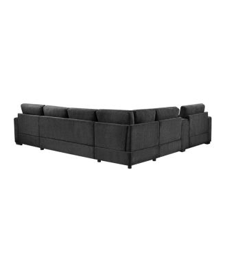 5-Seat 134" U-Shape Sectional Sofa with Chaise, Cup Holders & Storage