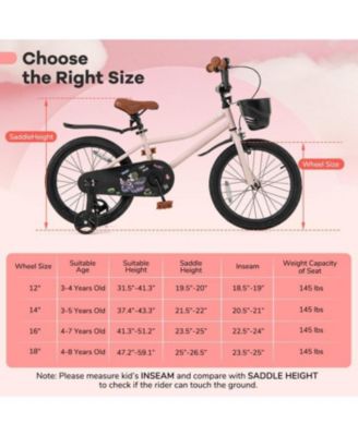 18 Inch Kids Bike with Basket and Adjustable Handlebar-4-8 Years