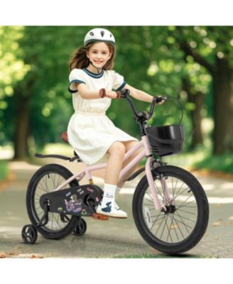 18 Inch Kids Bike with Basket and Adjustable Handlebar-4-8 Years