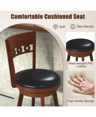 4PCS 30.5'' Bar Height Chairs Swivel Bar Stools w/ Rubber Wood Frame